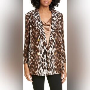 L’Agence Taryn Leopard Print Silk Blazer